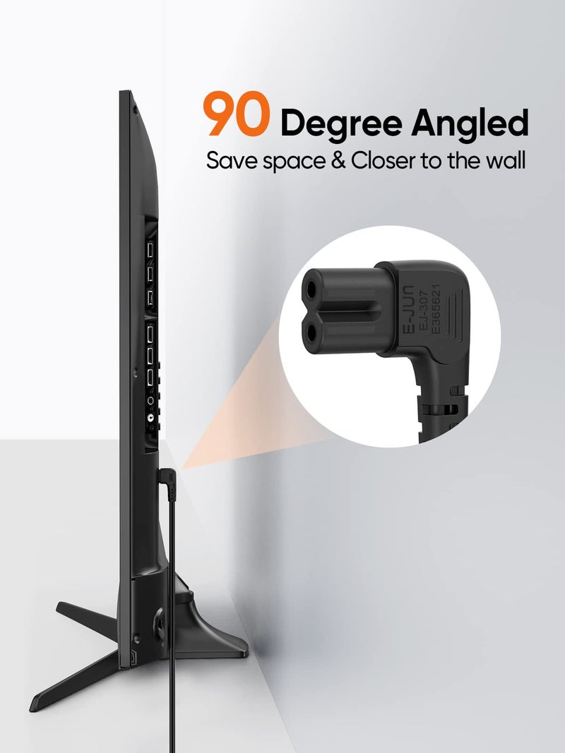 CableCreation 2-Pack 10 Feet Angled 2-Slot Non-Polarized Angle Power Cord (IEC320 C7 to Nema 1-15P), 3M/Black - Image 2